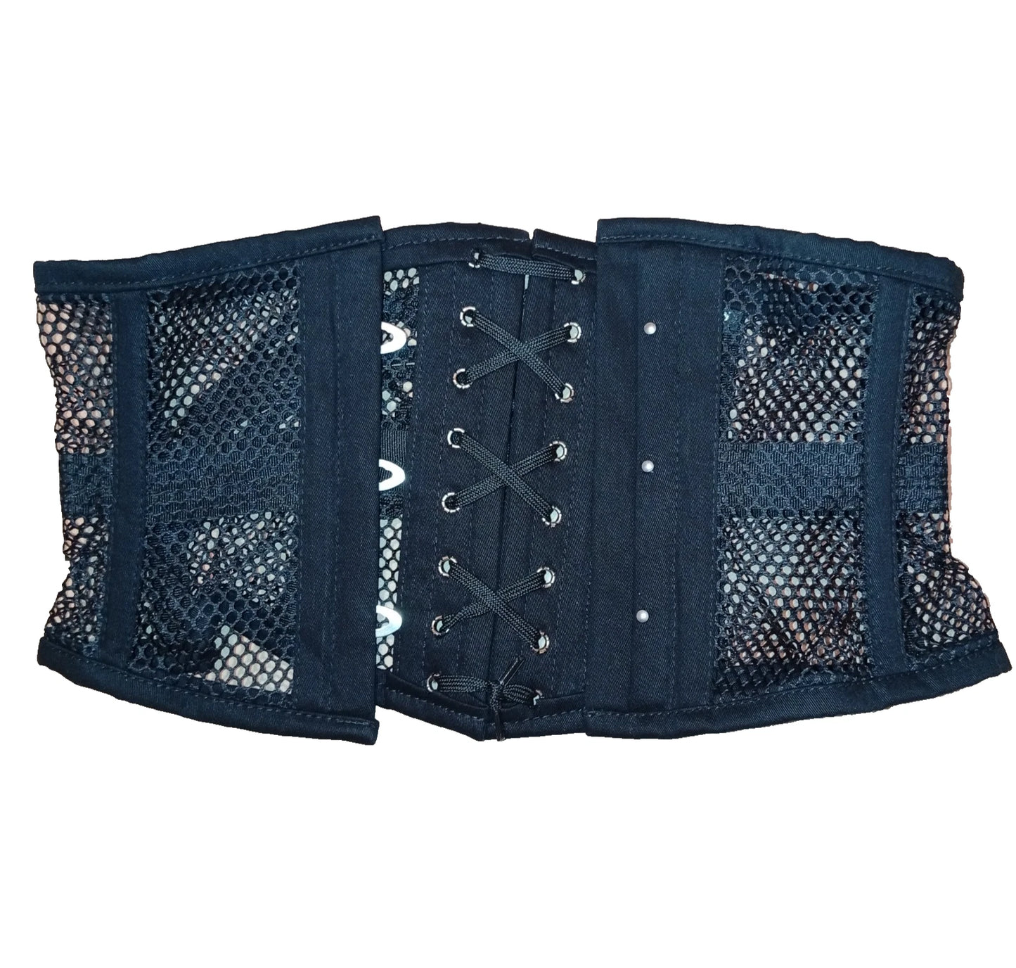 Schwarzes Damen Unterbrustkorsett aus Mesh & Baumwollekorsett – Taillenkorsett Corsage Waist Cincher