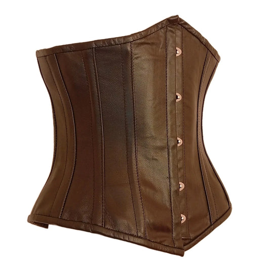 Unterbrustkorsett Damen Schwarz aus Leder mit Stahlstäbchen – Waist Trainer Korsett XS bis 6XL