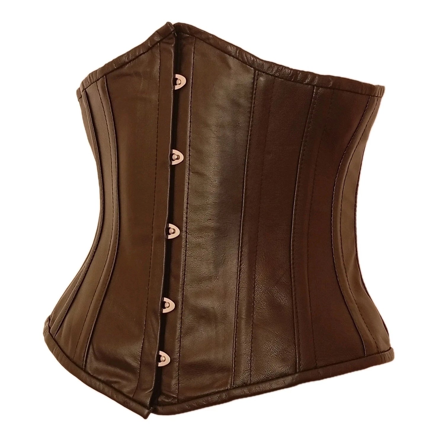Unterbrustkorsett Damen Schwarz aus Leder mit Stahlstäbchen – Waist Trainer Korsett XS bis 6XL