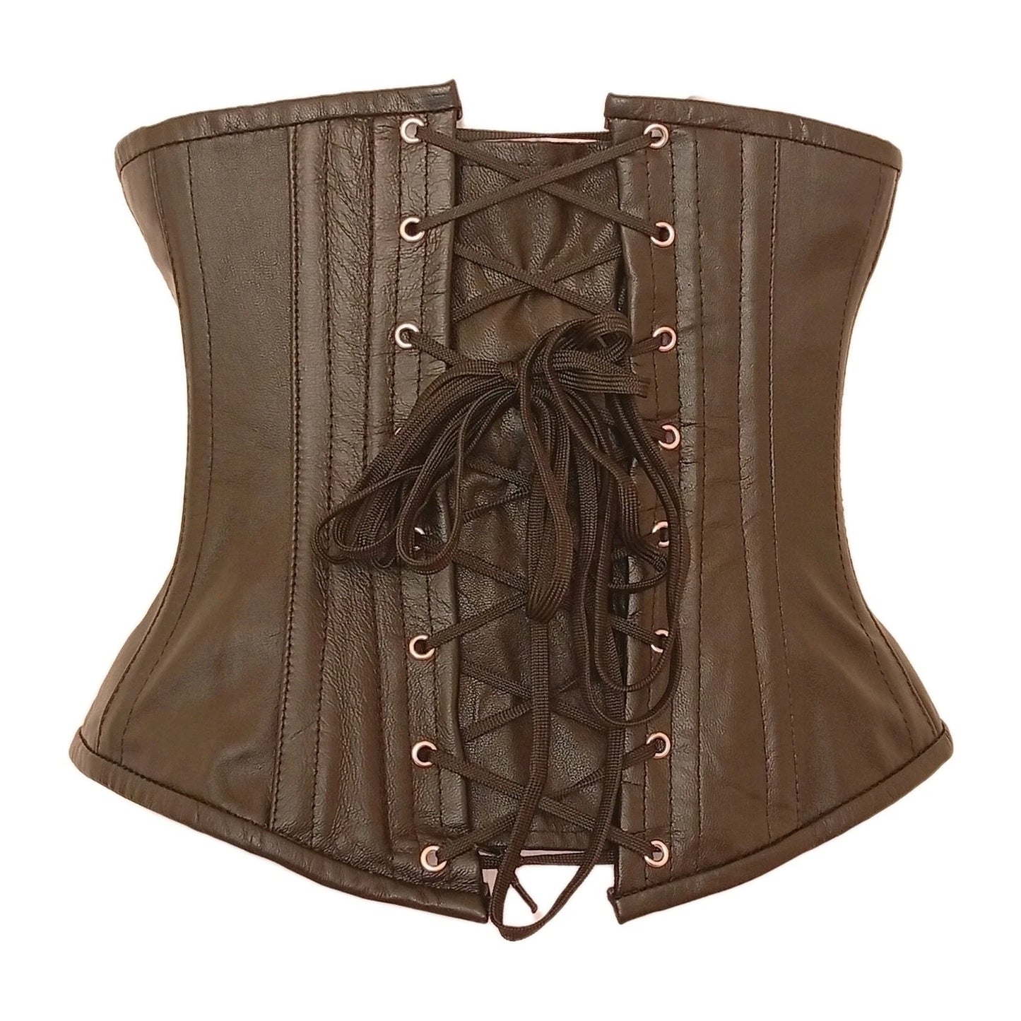 Unterbrustkorsett Damen Schwarz aus Leder mit Stahlstäbchen – Waist Trainer Korsett XS bis 6XL