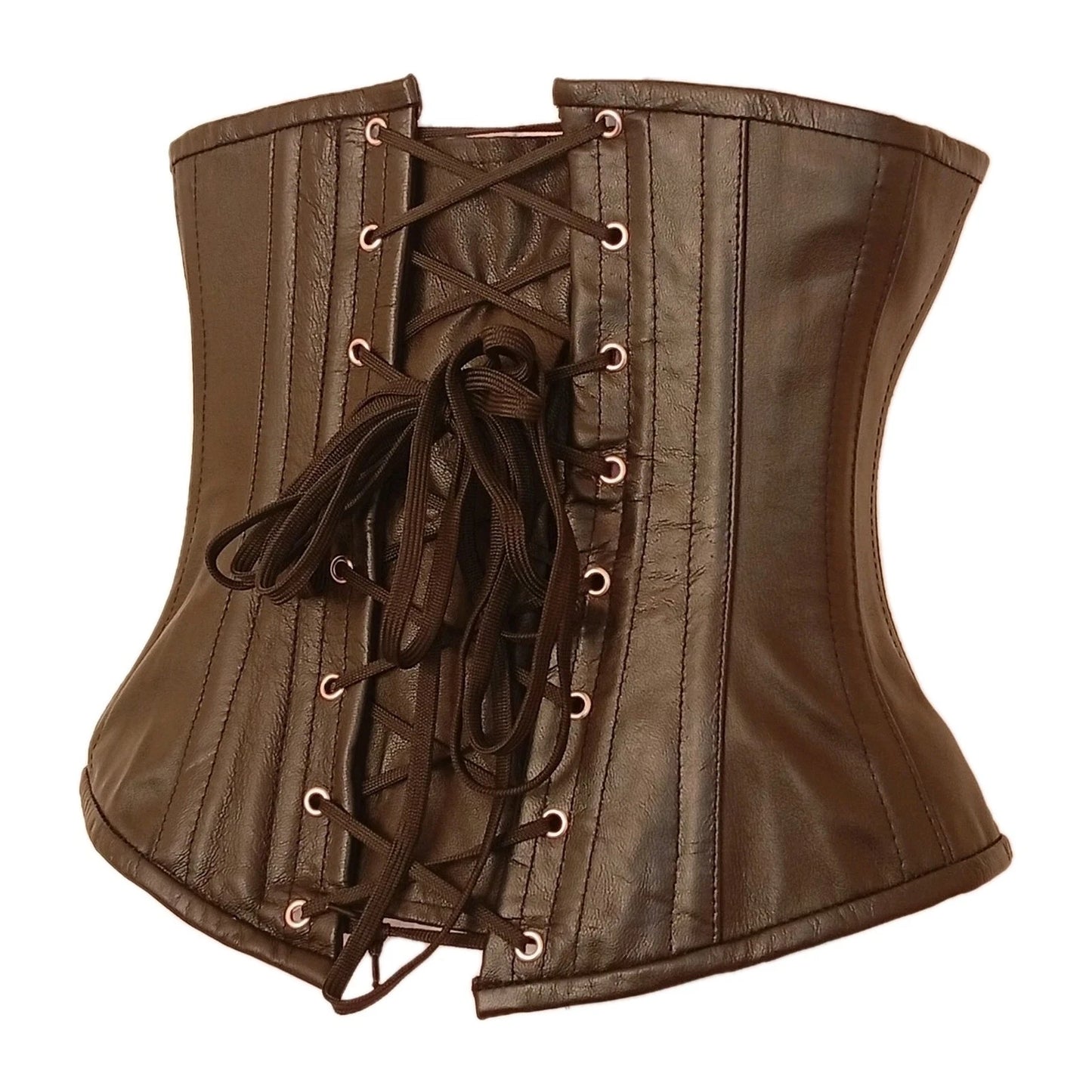Unterbrustkorsett Damen Schwarz aus Leder mit Stahlstäbchen – Waist Trainer Korsett XS bis 6XL
