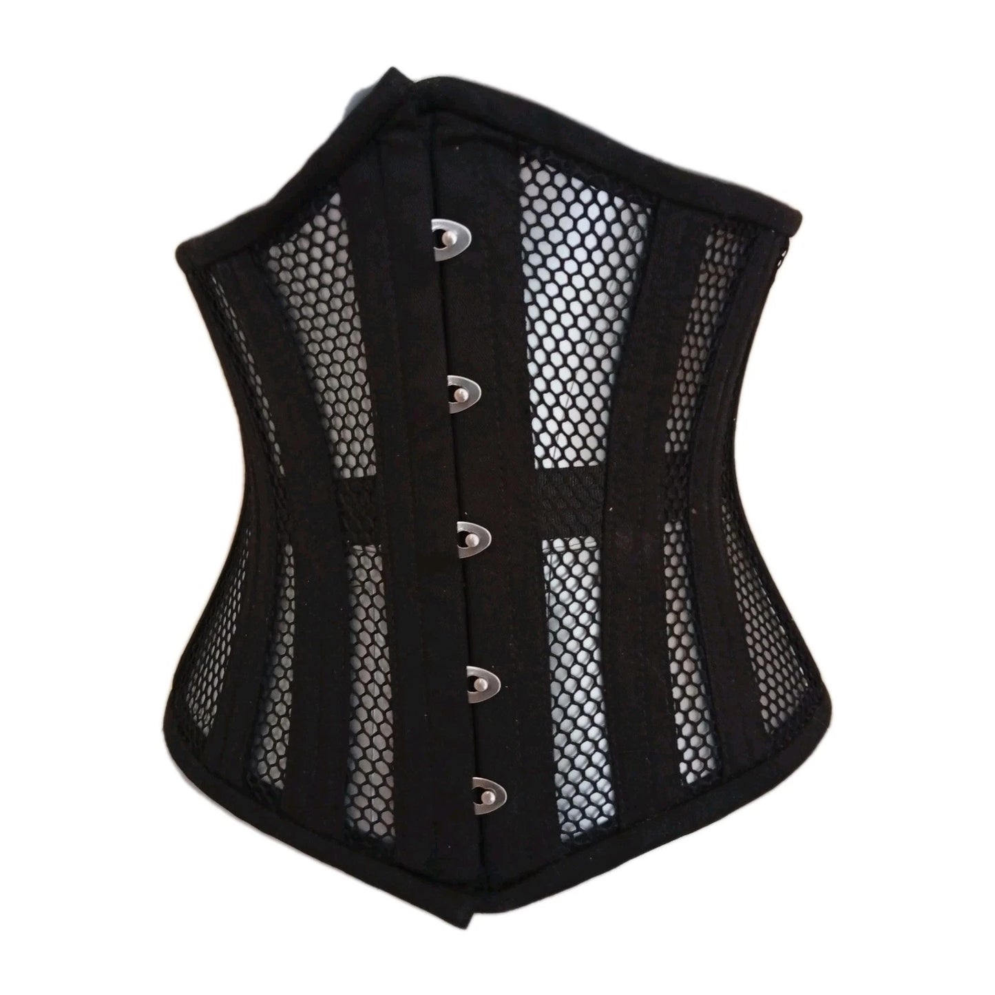 Unterbrustkorsett Schwarz Baumwolle Mesh Corsage - Underbust Corset Black Mesh 2XS to 7XL
