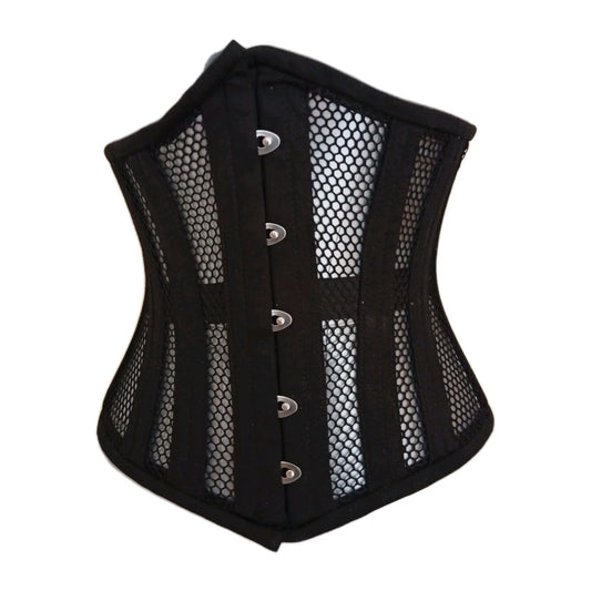 Unterbrustkorsett Schwarz Baumwolle Mesh Corsage - Underbust Corset Black Mesh 2XS to 7XL