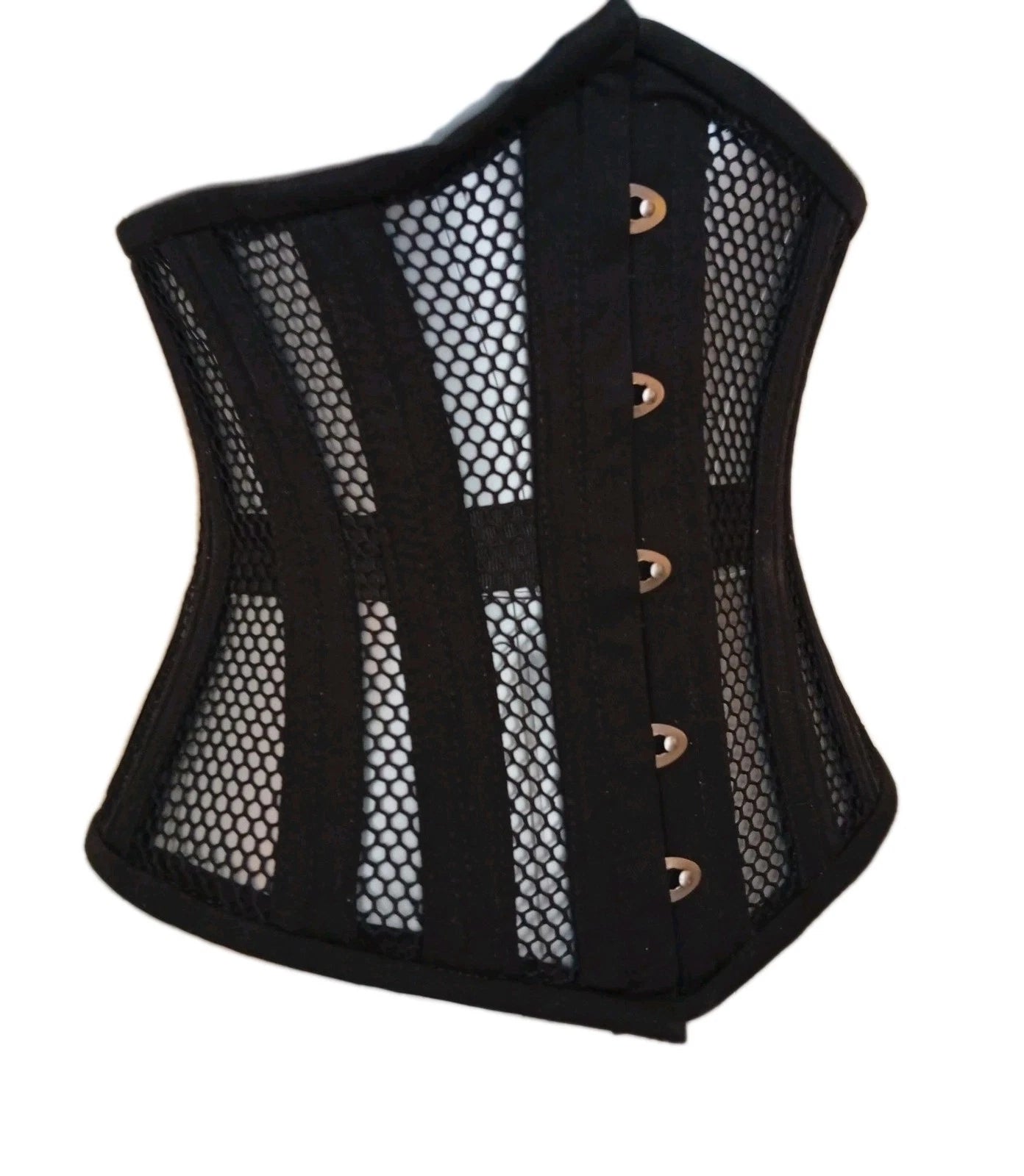 Unterbrustkorsett Schwarz Baumwolle Mesh Corsage - Underbust Corset Black Mesh 2XS to 7XL