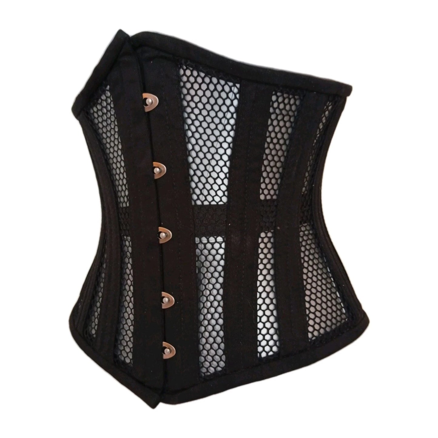 Unterbrustkorsett Schwarz Baumwolle Mesh Corsage - Underbust Corset Black Mesh 2XS to 7XL