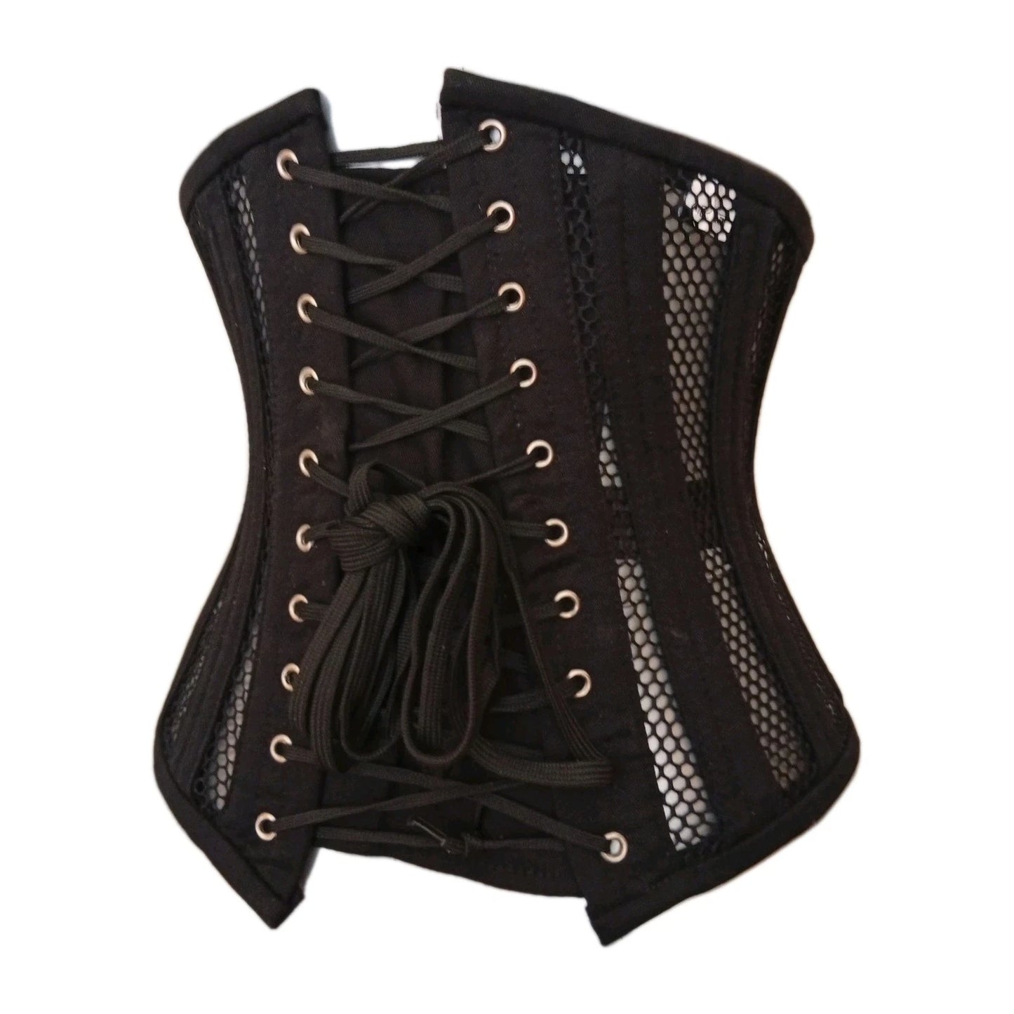Unterbrustkorsett Schwarz Baumwolle Mesh Corsage - Underbust Corset Black Mesh 2XS to 7XL