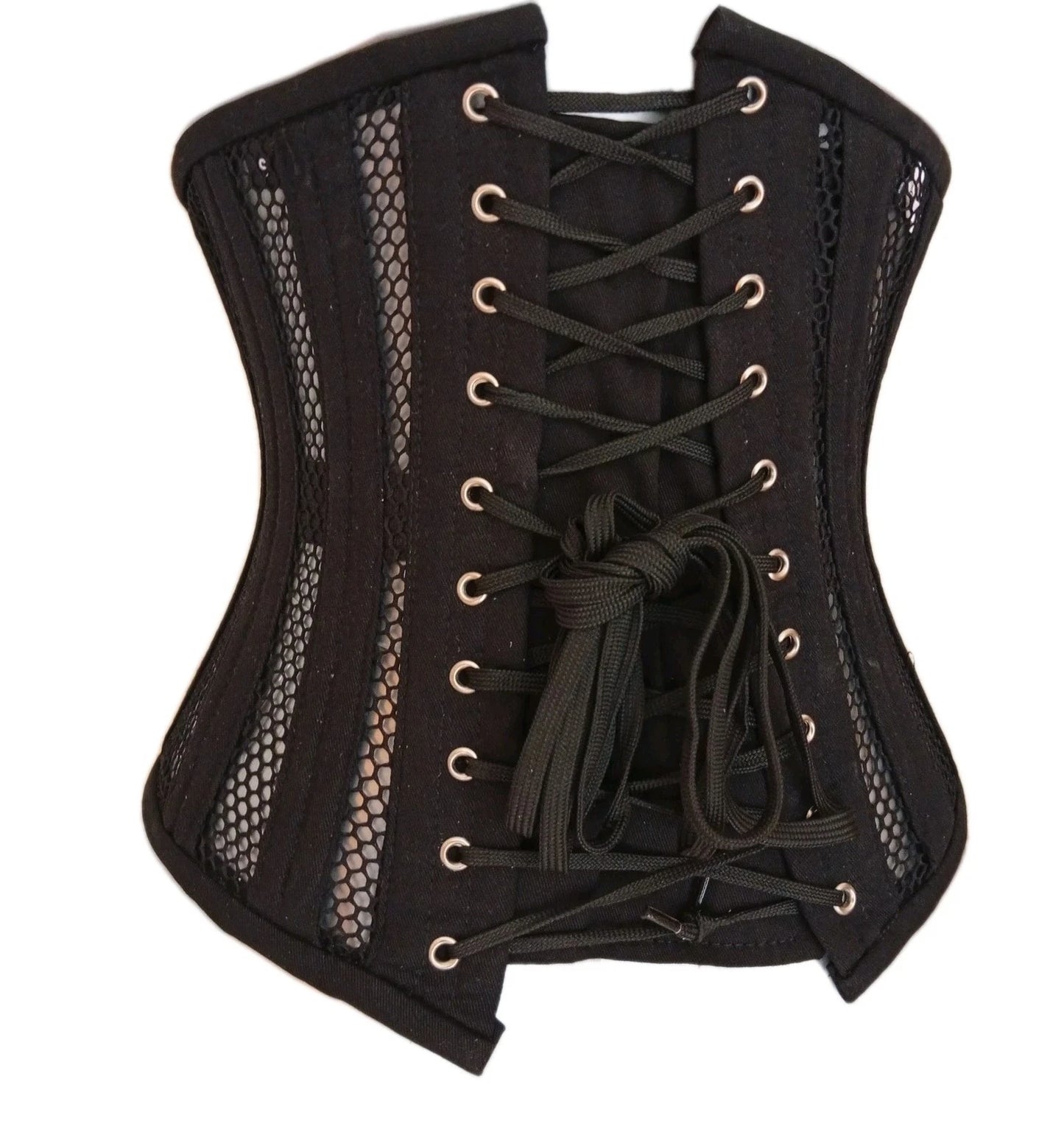 Unterbrustkorsett Schwarz Baumwolle Mesh Corsage - Underbust Corset Black Mesh 2XS to 7XL