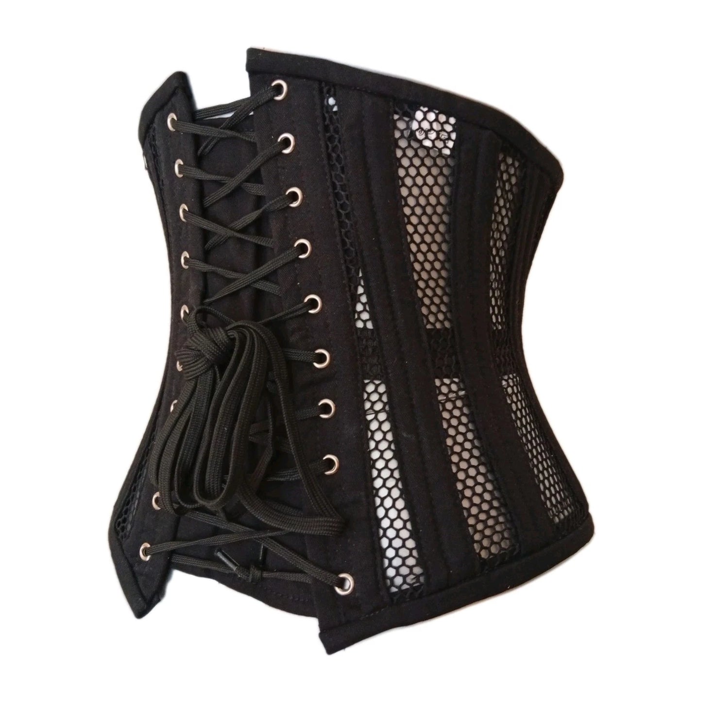 Unterbrustkorsett Schwarz Baumwolle Mesh Corsage - Underbust Corset Black Mesh 2XS to 7XL