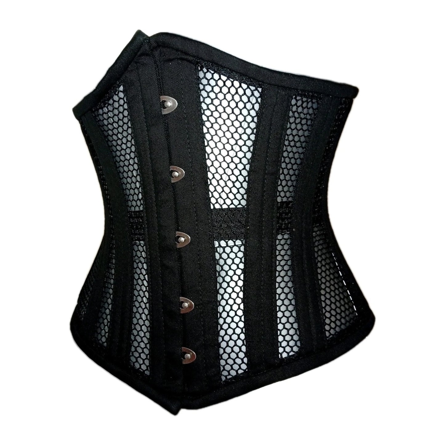 Unterbrustkorsett Schwarz Baumwolle Mesh Corsage - Underbust Corset Black Mesh 2XS to 7XL