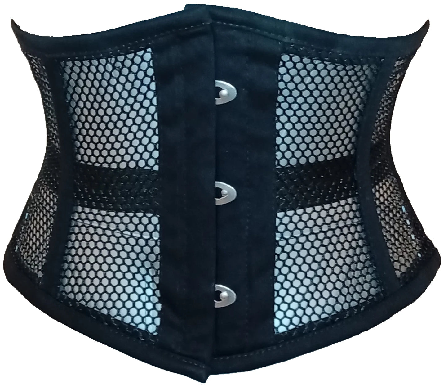 Schwarzes Damen Unterbrustkorsett aus Mesh & Baumwollekorsett – Taillenkorsett Corsage Waist Cincher
