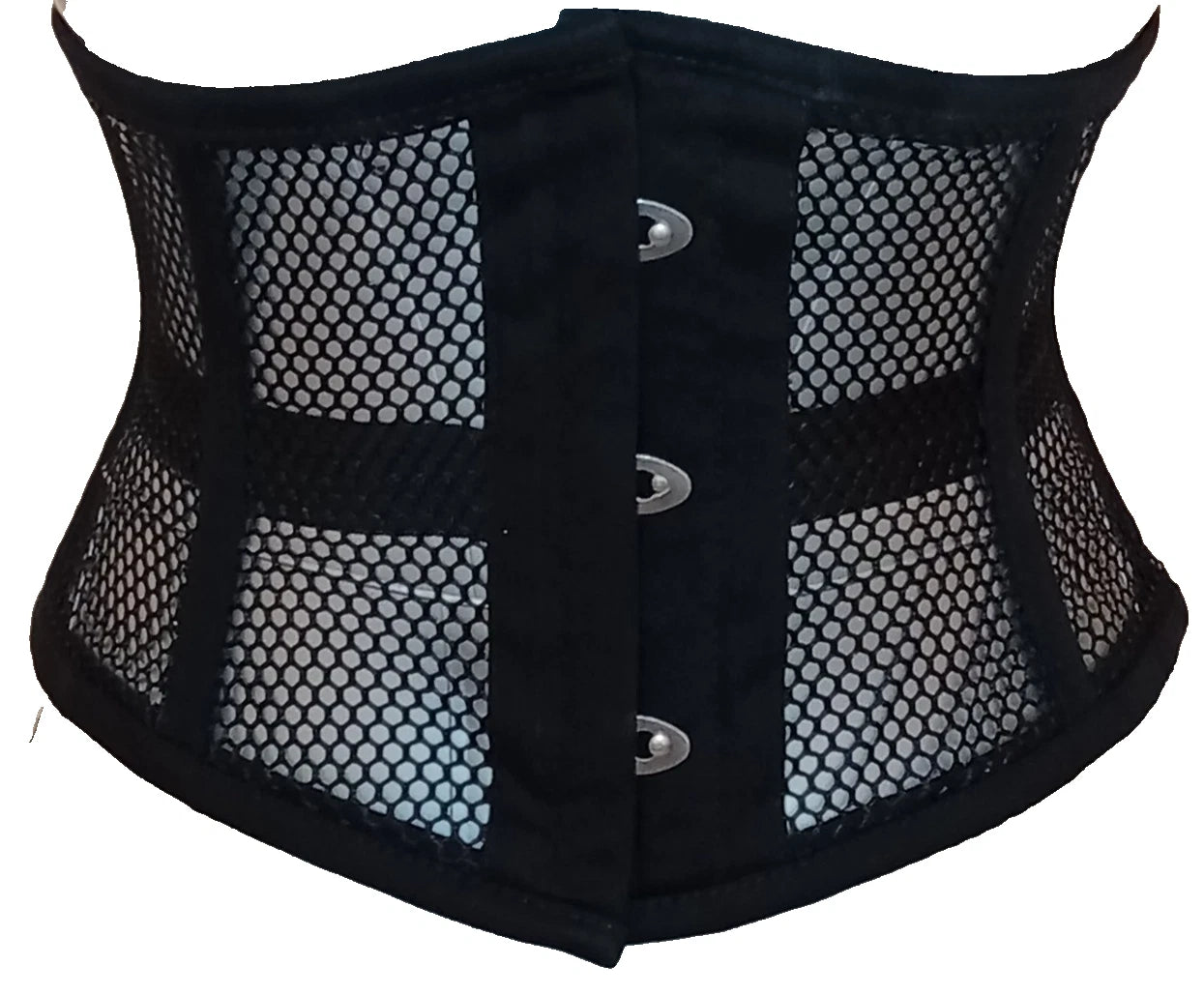 Schwarzes Damen Unterbrustkorsett aus Mesh & Baumwollekorsett – Taillenkorsett Corsage Waist Cincher