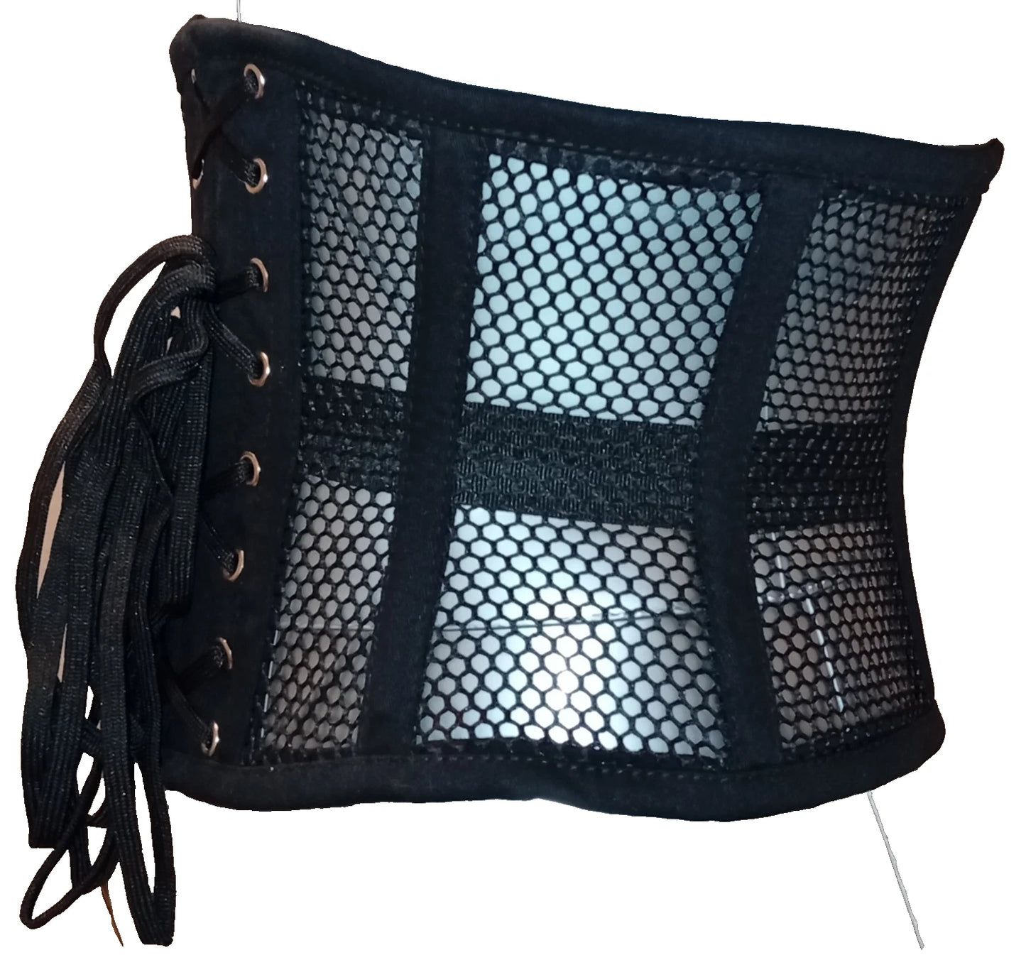 Schwarzes Damen Unterbrustkorsett aus Mesh & Baumwollekorsett – Taillenkorsett Corsage Waist Cincher