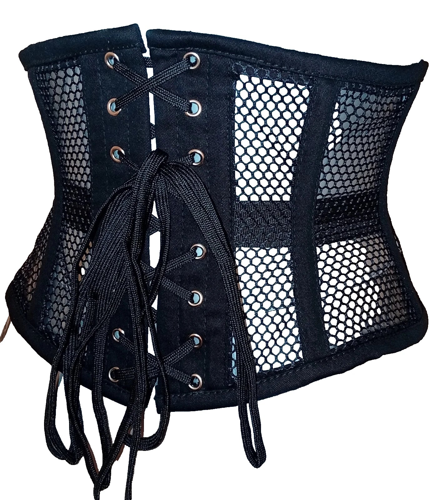 Schwarzes Damen Unterbrustkorsett aus Mesh & Baumwollekorsett – Taillenkorsett Corsage Waist Cincher