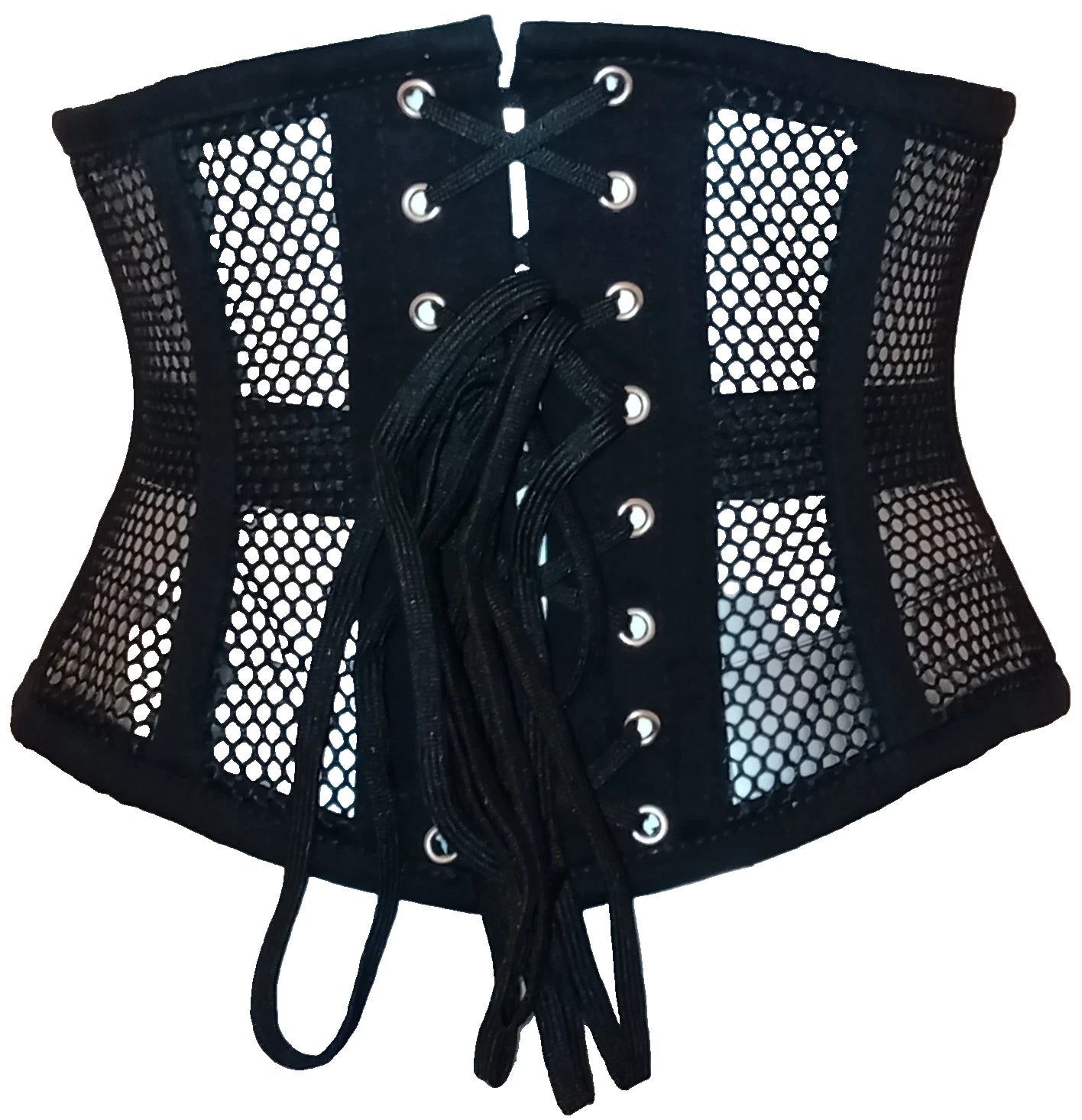 Schwarzes Damen Unterbrustkorsett aus Mesh & Baumwollekorsett – Taillenkorsett Corsage Waist Cincher