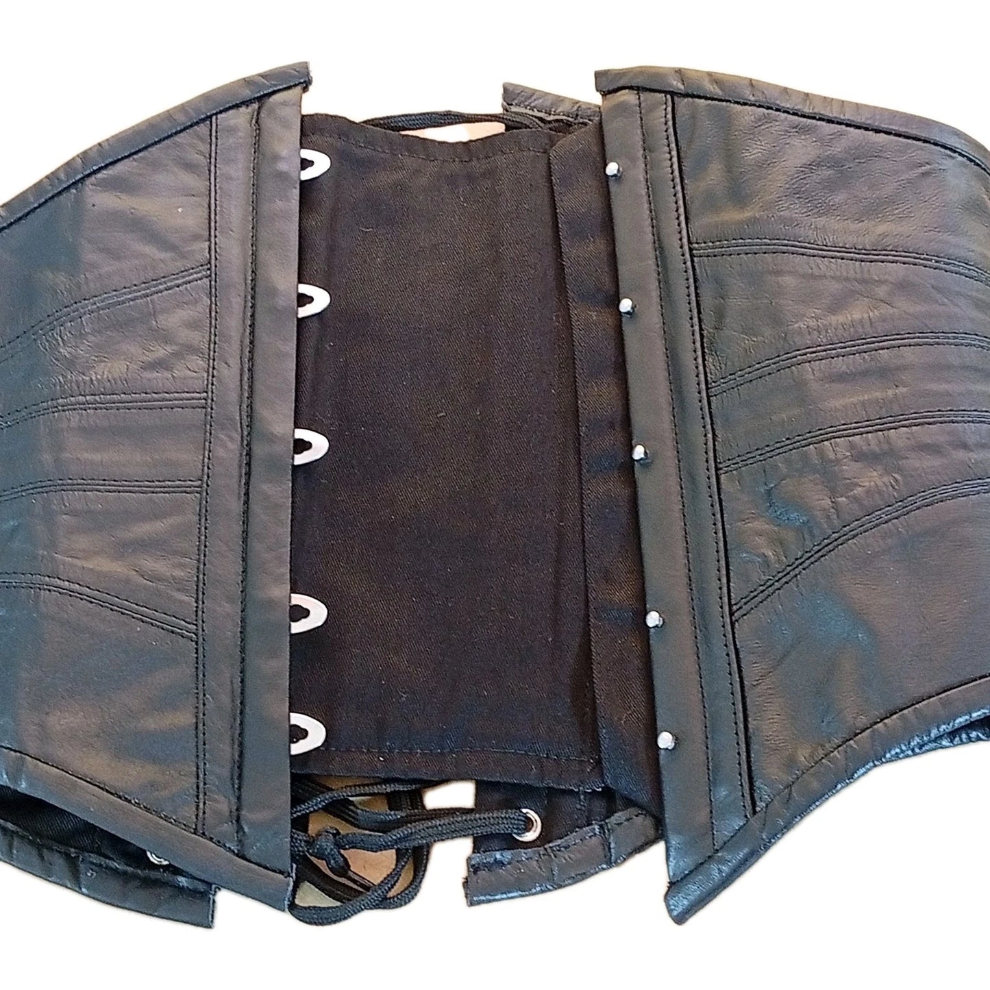 Unterbrustkorsett Schwarz Echtleder Stahlstäbchen Korsett Taillentrainer Waist Trainer Korsett