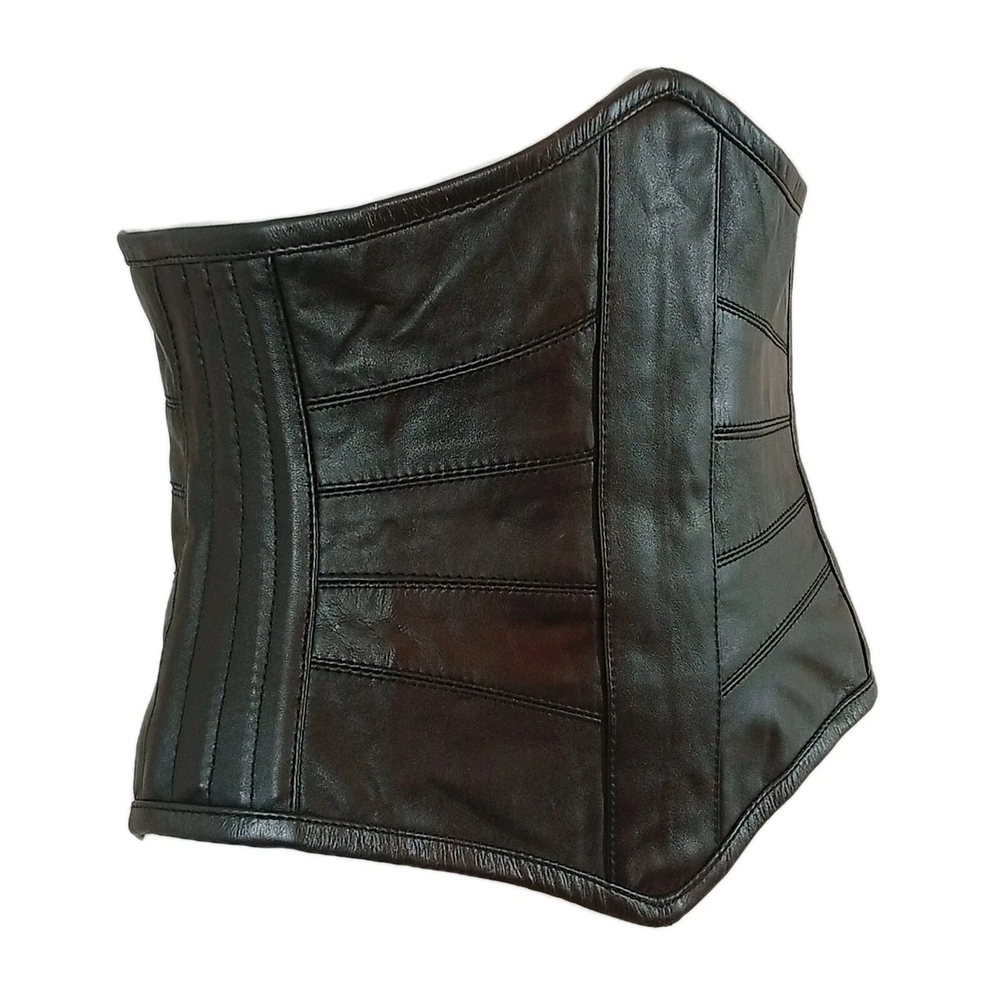Unterbrustkorsett für Damen Echtleder Stahlstäbe Waist Trainer Schwarz Leder Corsage