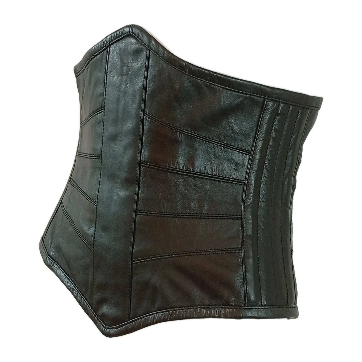 Unterbrustkorsett für Damen Echtleder Stahlstäbe Waist Trainer Schwarz Leder Corsage