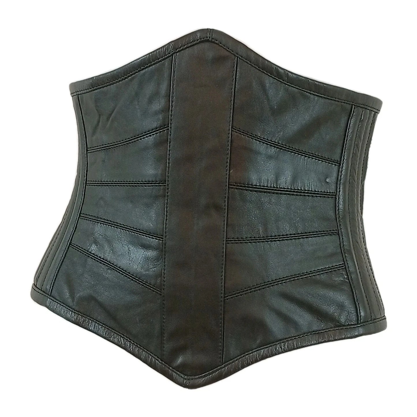 Unterbrustkorsett für Damen Echtleder Stahlstäbe Waist Trainer Schwarz Leder Corsage