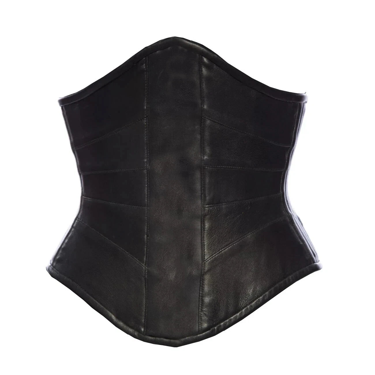 Unterbrustkorsett für Damen Echtleder Stahlstäbe Waist Trainer Schwarz Leder Corsage