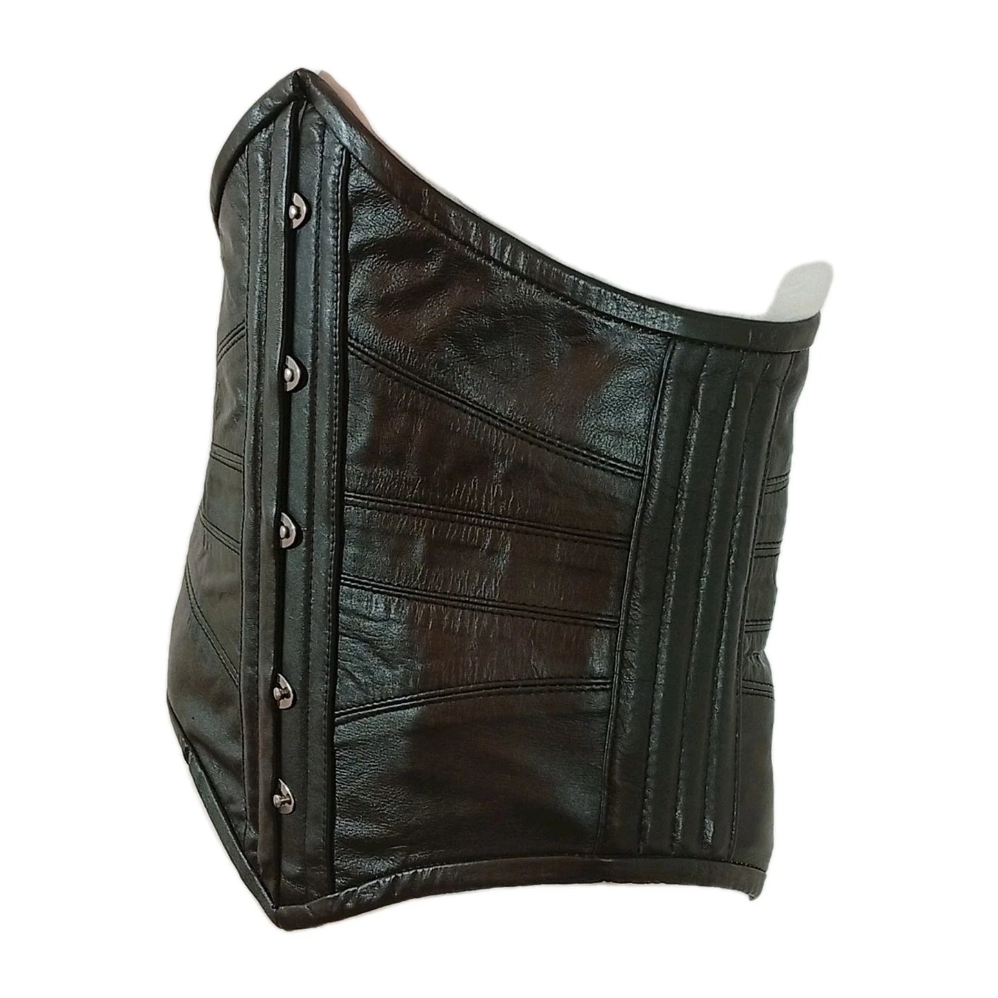 Unterbrustkorsett Schwarz Echtleder Stahlstäbchen Korsett Taillentrainer Waist Trainer Korsett