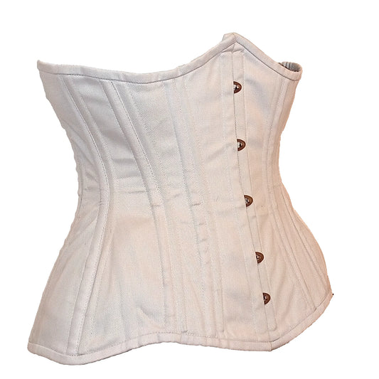 Damen Weißes Unterbrustkorsett mit Doppelstahlstäbchen aus Baumwolle | Waist Trainer, Taillentrainer & Shapewear Korsett
