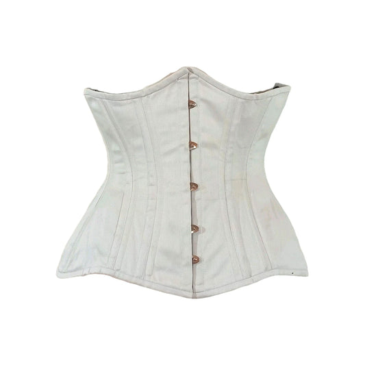 Damen Weißes Unterbrustkorsett mit Doppelstahlstäbchen aus Baumwolle | Waist Trainer, Taillentrainer & Shapewear Korsett