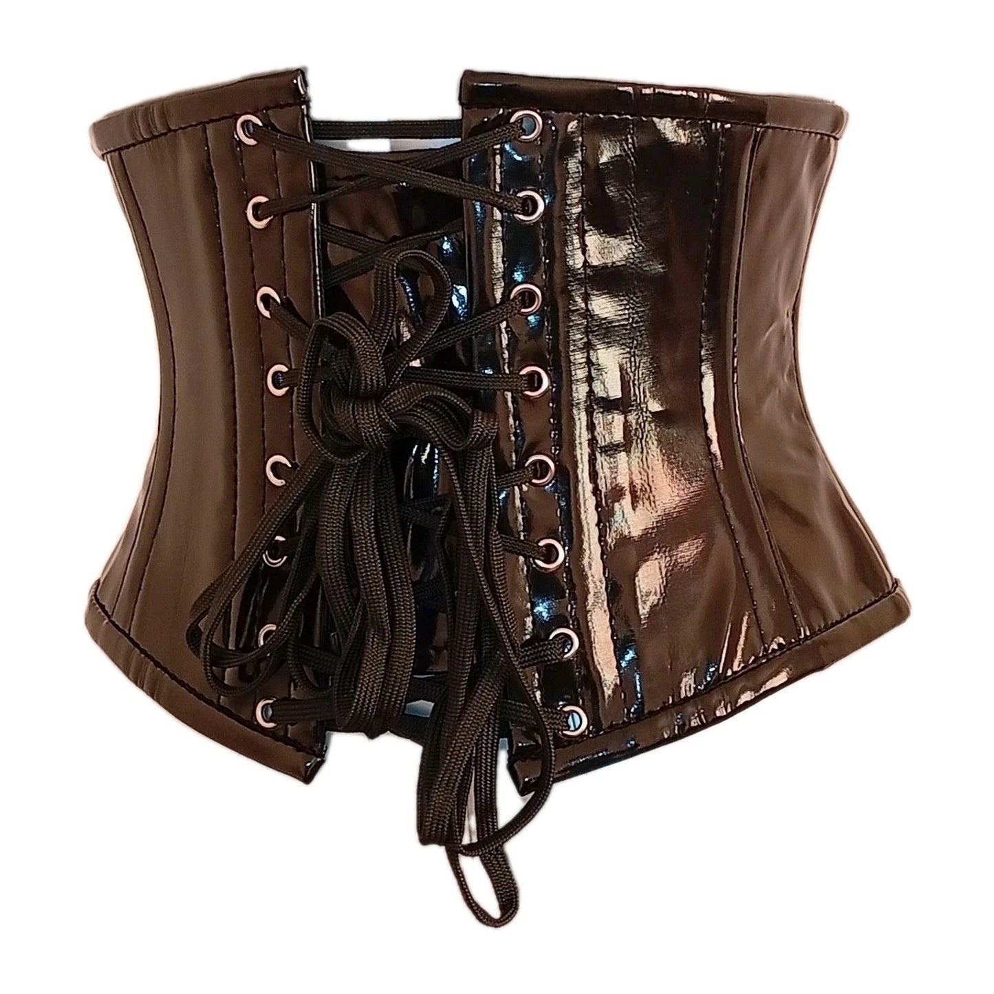 Lack Unterbrustkorsett Schwarz Waspie Taillenkorsett - Black PVC Waist Trainer Underbust Corset