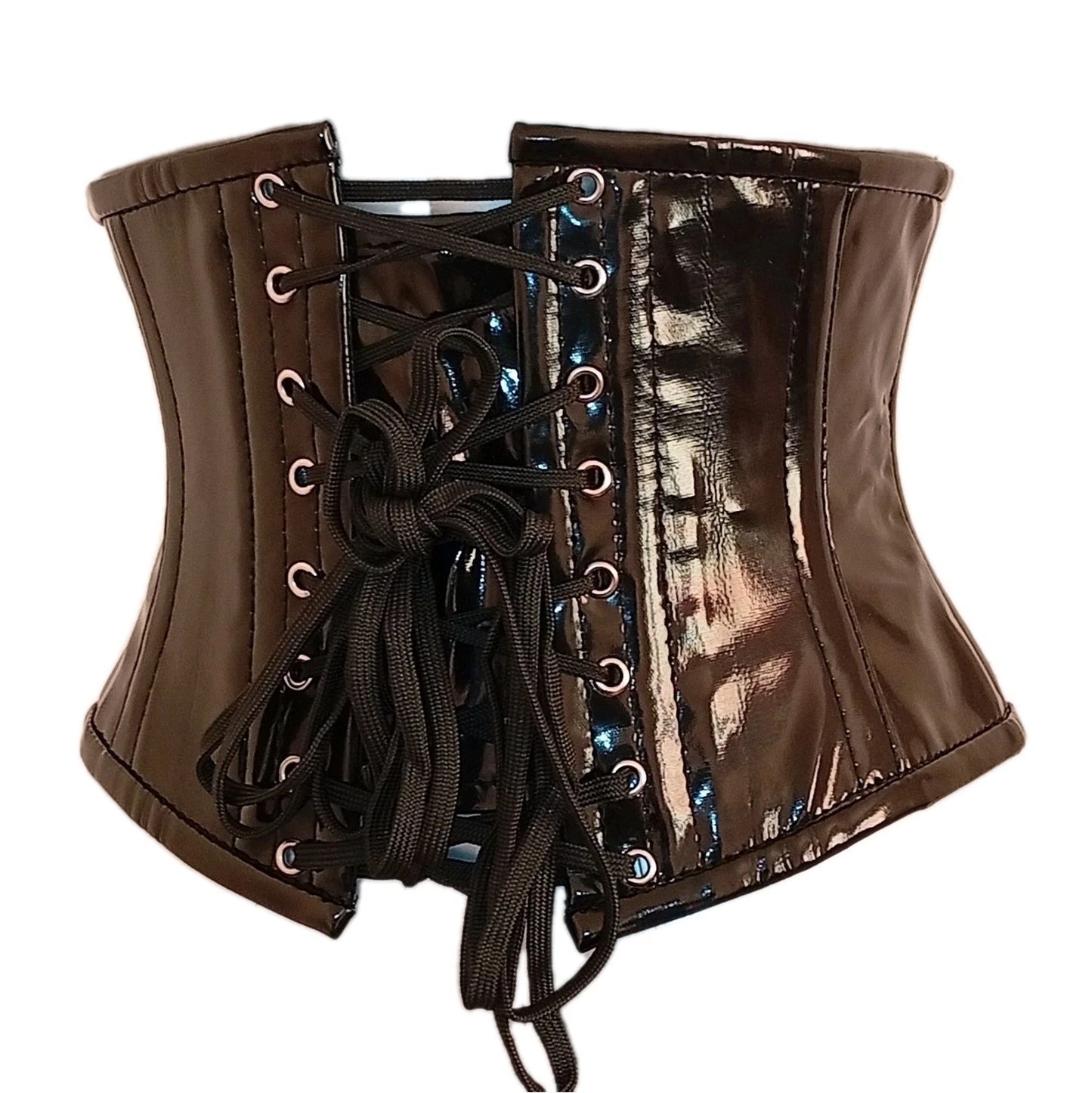 Lack Unterbrustkorsett Schwarz Waspie Taillenkorsett - Black PVC Waist Trainer Underbust Corset