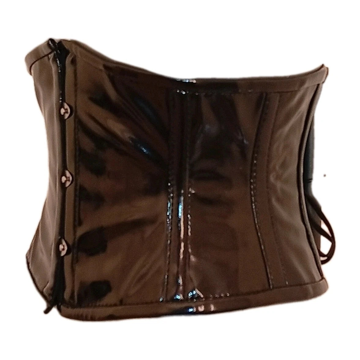 Lack Unterbrustkorsett Schwarz Waspie Taillenkorsett - Black PVC Waist Trainer Underbust Corset