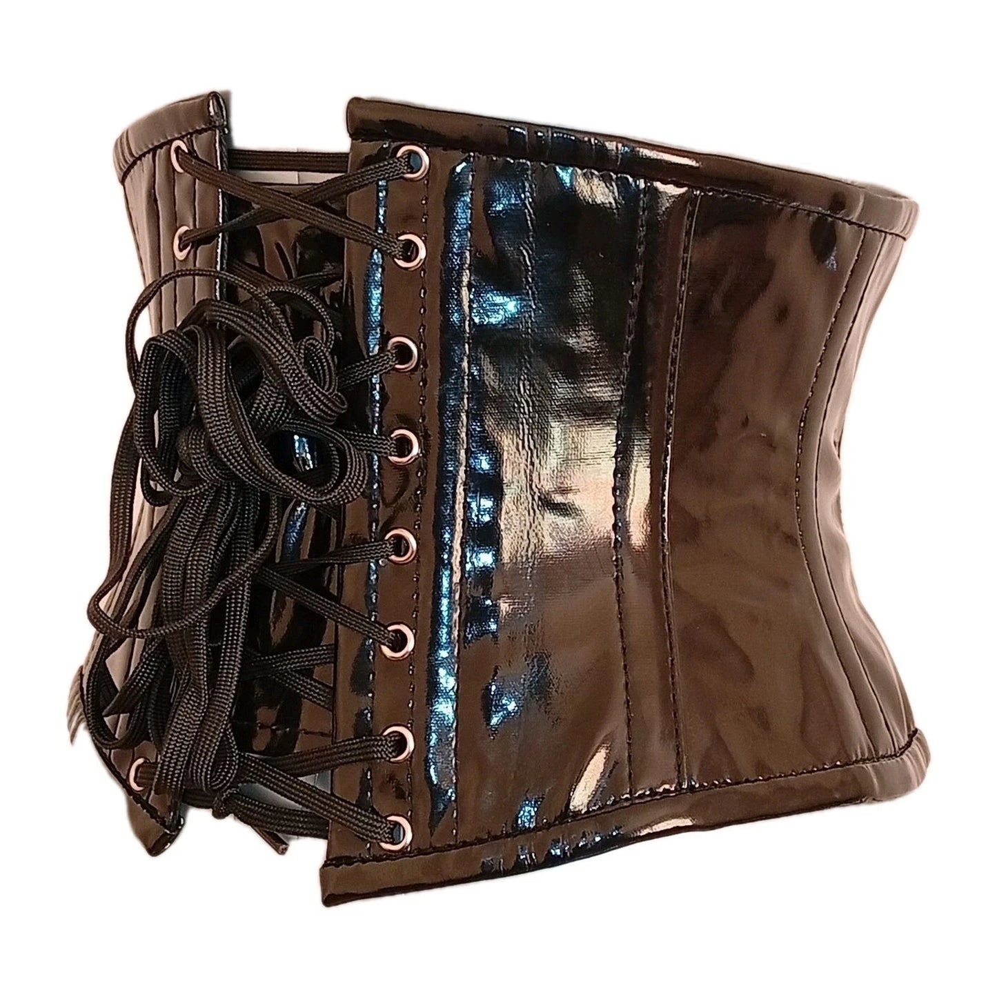 Lack Unterbrustkorsett Schwarz Waspie Taillenkorsett - Black PVC Waist Trainer Underbust Corset