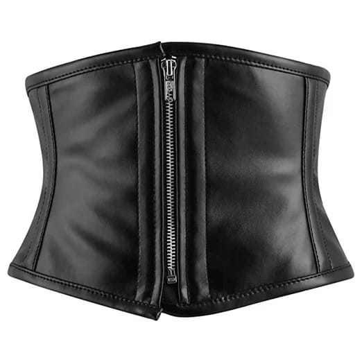 Damen Unterbrustkorsett Schwarz Leder Waist Trainer Korsage Shapewear Corset