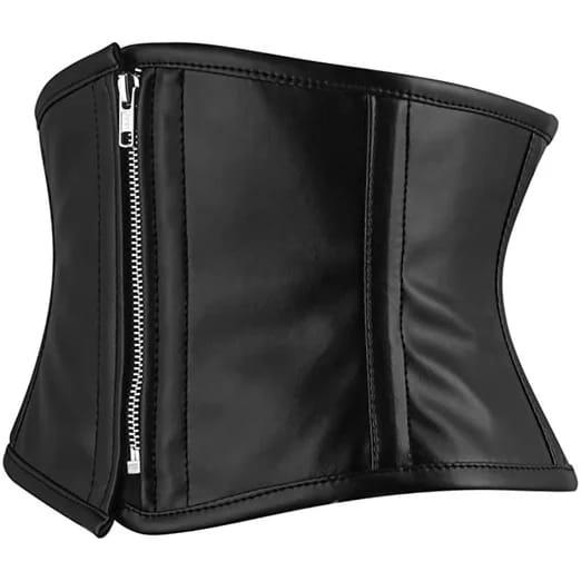 Damen Unterbrustkorsett Schwarz Leder Waist Trainer Korsage Shapewear Corset