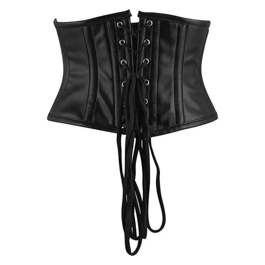 Damen Unterbrustkorsett Schwarz Leder Waist Trainer Korsage Shapewear Corset